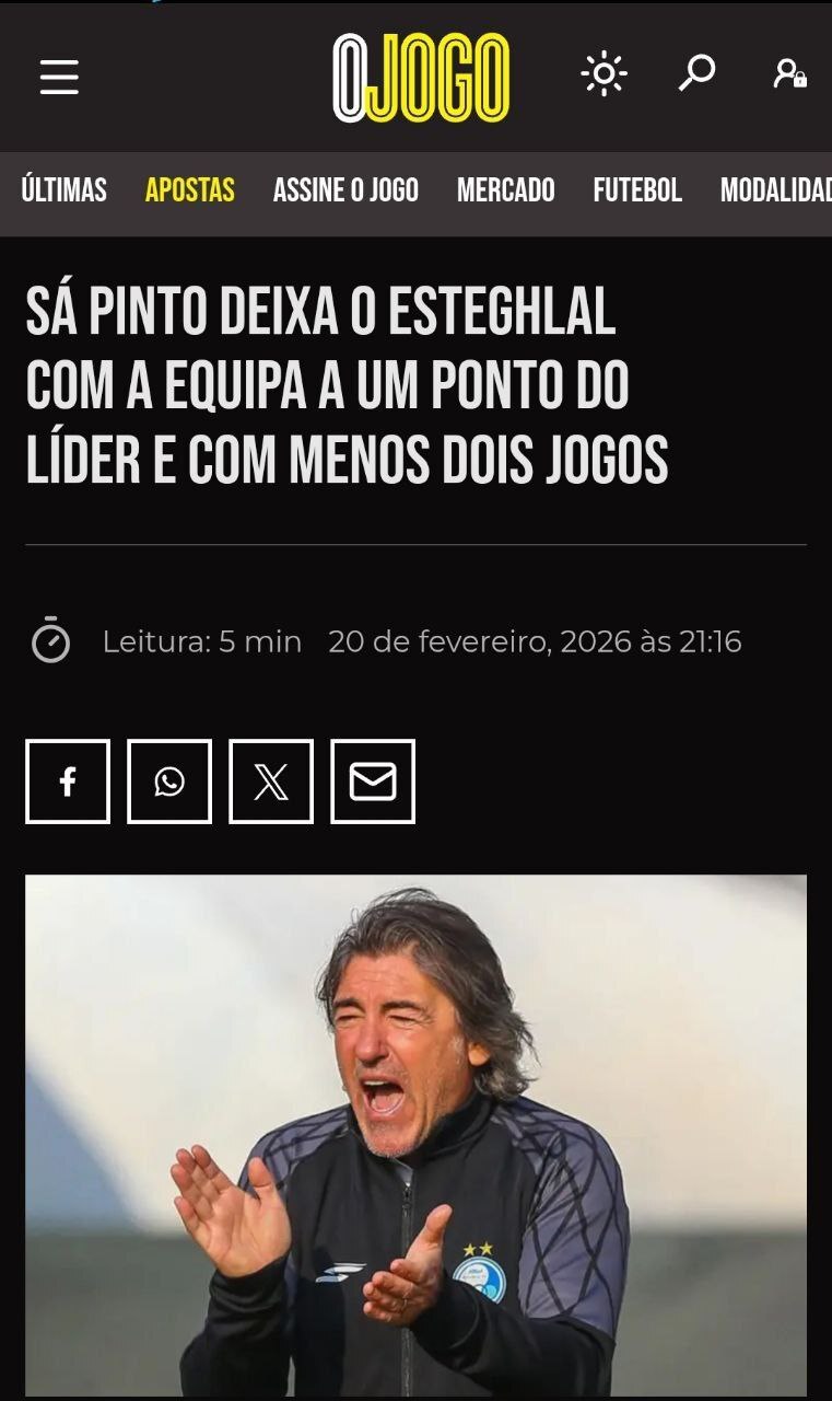 بازتاب اخراج ساپینتو در رسانههای پرتغالی + عکس بازتاب اخراج ساپینتو در رسانههای پرتغالی + عکس