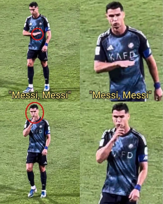 رونالدو در واکنش به تشویق مسی: هیس سکوت کنید! + عکس