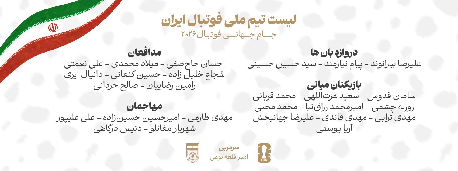 اعلام ۲۶ بازیکن تیم ملی برای جام جهانی اعلام ۲۶ بازیکن تیم ملی برای جام جهانی